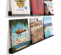Lifewit Étagères Flottantes pour Disques Vinyles, Lot de 6 Étagères Murales en Acrylique Noir 30 cm, Décoration pour Livres/Photos/Maquillage, Chambre, Salon, Salle de Bain, Rangement et Organisation
