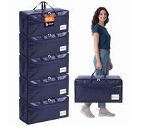 Lifewit Grands Sacs Rangement Vetement 90L, Sac Demenagement avec Poignées, Housse Rangement Couette, Boite Rangement Pliable, Bleu, Lot de 6