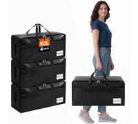Lifewit Grands Sacs Rangement Vetement 90L, Sac Demenagement avec Poignées, Housse Rangement Couette, Boite Rangement Pliable, Noir, Lot de 4