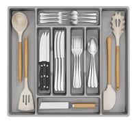 Lifewit Organisateur Couverts Cuisine, 51.6 x 42 cm Rangement Couverts pour Tiroir de 60 cm, Porte-Ustensiles de Cuisine Amovible, Plastique Support Argenterie, Couteaux, Bureau Accessoires, Gris