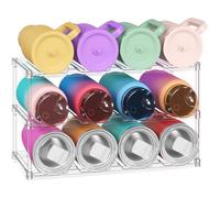 Lifewit Organisateur Empilable pour Bouteille d'eau pour Placard, Congélateur, Garde-manger, Porte-bouteilles en Plastique pour Plan de Travail de Cuisine, Armoire, Bureau, 3 étages pour 12 Bouteilles