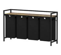 Lifewit Panier a Linge, Meuble Linge Sale avec Étagère en Métal, Corbeille a Linge, Bac à Linge pour Buanderie, Chambres, Salles de Bains, Dortoirs, 168 L, Noir