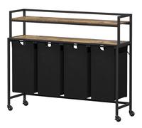 Lifewit Panier a Linge Roulettes, Meuble Linge Sale avec Grande Étagère Supérieure et Sacs à Linge en Tissu Oxford, Bac à Linge pour Buanderie, Chambres, Salles de Bains, 168 L, Noir