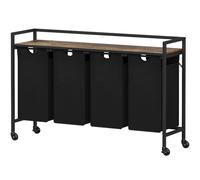 Lifewit Panier a Linge Sale avec Roulettes, Meuble Linge avec Sacs à Linge Sale en Tissu Oxford et Étagère en Métal, Bac à Linge pour Buanderie, Chambres, Salles de Bains, 168 L, Noir