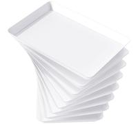 Lifewit Plateau de Service, Plateau Repas, Grand Plateau Plastique Rectangulaire 36,7×24cm, Presentoir Aperitif Buffet, Panier Fruits, Présentoir à Gâteaux pour Snacks, Biscuits, Lot de 8 Plats, Blanc