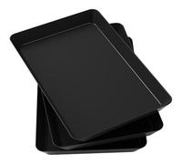 Lifewit Plateau de Service, Plateau Repas, Grand Plateau Plastique Rectangulaire 36,7×24cm, Presentoir Aperitif Buffet, Panier Fruits, Présentoir à Gâteaux pour Snacks, Biscuits, Lot de 3 Plats, Negro