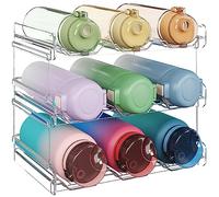 Lifewit Porte-bouteilles Empilables pour Placard, Congélateur, Porte-Bouteilles en Plastique pour Plan de Travail de Cuisine, Bureau Lot de 3 Chaque étagère peut Contenir 3 Récipients, 28 x 24 cm