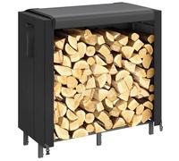 Lifewit Range Buche Interieur, 122×58,5×122cm Rangement Bois Interieur Porte Buche Cheminée Exterieur Panier Buche avec Couverture Imperméable Poche Latérale Pour Intérieur Et Extérieur, Noir