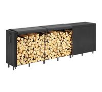 Lifewit Range Buche Interieur,365,8×58,5×122cm Rangement Bois Interieur Porte Buche Cheminée Exterieur Panier Buche avec Couverture Imperméable Poche Latérale pour Extérieur, Noir