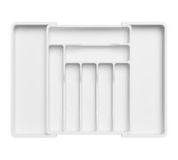 Lifewit Range Couverts pour Tiroir, Rangement Couvert Extensible et Ajustable pour Tiroir de Cuisine, Support de Rangement en Plastique pour Cuillères, Fourchettes, Couteaux, Grand, Blanc