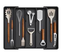 Lifewit Range Ustensiles pour Cuisine, Rangement Couverts, Organisateur de Tiroir, Support pour l'Argenterie, Couteaux et Outils, 35 cm de Profondeur, Extensible Jusqu'à 44 cm, Lot de 1, Noir