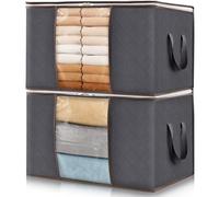 Lifewit Sac de Rangement Vetement, Boite Rangement Pliable, Grand Caisse Rangement Cartons Déménagement Housse Rangement Couette pour Couvertures Jouets Vêtements, 60 L, Lot de 2