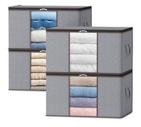 Lifewit Sac Rangement Vetement, Housse Rangement Couette, 105L, Lot de 4 | Boite Rangement Pliable avec Poignées Renforcées, Caisse Rangement Sous Lit pour Couvertures