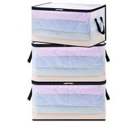 Lifewit Sac Rangement Vetement Transparent 60L, Sac de Rangement en PP, Boite Rangement Pliable avec Poignées, Housse de Couette pour Demenagement, Vêtements, Couvertures, Jouets, Lot de 3
