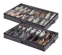 Lifewit Sacs de Rangement Chaussures avec Fenêtre Transparente, Boite Rangement Sous Lit Pliable avec Poignées pour Chaussures, Organisateur Chaussures, Gris, 2 x 16 Paires, Lot de 2