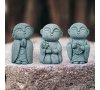 Lifexquisiter Lot de 3 statues de Bouddha Jizo japonais Feng Shui - Moine priant - Figurines de Bouddha pour extérieur et intérieur - Aquarium de jardin, décoration de la maison, accessoires de thé