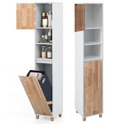 LIFEZEAL Armoire de salle de bain, haute avec panier à linge et étagère, étroite avec compartiments ouverts, multifonction, pour salle de bain, salon