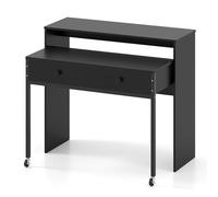 LIFEZEAL Bureau d'Ordinateur Extensible, Table de Rangement avec Tiroirs et roulettes, Coiffeuse Compacte Gain de Place pour Bureau à Domicile, Salon, Chambre à Coucher (Noir)