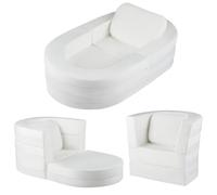 LIFEZEAL Canape Enfant 3 en 1, Fauteuil Enfant Convertible avec Housses et Oreiller Rembourrés, Chauffeuse 2 Places Transformable en Chaise Pliable&Canapé Lit pour Garçons&Filles 3+ Ans