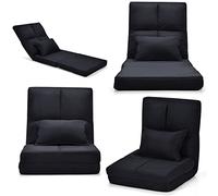 LIFEZEAL Canapé Paresseux Réglable en 5 Positions, Chaise Longue Pliable à 3 Volets, Fauteuil Paresseux avec Structure en Tube d’Acier, Capacité de Charge de 100 KG, avec Un Dossier (Noir)