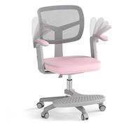 LIFEZEAL Chaise Bureau Enfant Pivotant 360° avec Repose-Pied, Chaise d'Étude avec Hauteur Réglable, Accoudoirs Relevables, Fauteuil Ergonomique pour Enfant Charge 150KG (Version améliorée, Rose)