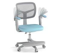 LIFEZEAL Chaise Bureau Enfant Pivotant 360° avec Repose-Pied, Chaise d'Étude avec Hauteur Réglable, Accoudoirs Relevables, Fauteuil Ergonomique pour Enfant Charge 150KG (Version améliorée, Bleu)
