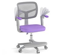 LIFEZEAL Chaise Bureau Enfant Pivotant 360° avec Repose-Pied, Chaise d'Étude avec Hauteur Réglable, Accoudoirs Relevables, Fauteuil Ergonomique pour Enfant Charge 150KG (Version améliorée, Violet)
