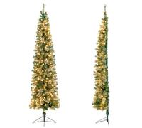 LIFEZEAL Demi - Arbre de Noël Artificiel Slim 210 cm, Arbre Mural Semi-Lumineux avec 403 Branches de Pin, Réaliste,Christmas Tree