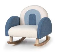 LIFEZEAL Fauteuil à Bascule pour Enfant, Chaise Bascule pour Enfants 3-5 Ans avec Assise Pieds en Bois de Peuplier, Canapé rembourré Design Anti-Renversement pour crèche, Salle de Jeux (Bleu)