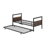 LIFEZEAL Lit Gigogne 90x200 cm à 4 Roues, Sommier Simple avec Tête de Lit, Lattes en Métal,Peu Encombrant, pour Adulte, Enfant, Chambre Invité, Charge 220/100 kg, Industriel