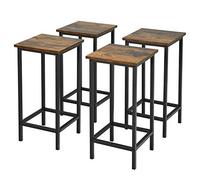LIFEZEAL Lot de 4 Tabourets de Bar Hauteur 72 cm, Tabouret Cuisine avec Repose-Pied, Cadre en Fer & Siège en Bois, Style Industriel, pour Salle à Manger, Café, Bistrot, Marron Vintage, Charge 100 kg