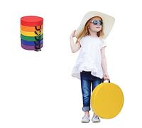 LIFEZEAL Lot de 6 Coussins de Chaises pour Enfants, Galette de Chaise en Mousse et PU, Coussin de Sol Empilable Multicoloré avec Poignée, 38x38x8 CM, Intérieur et Extérieur (Rond Arc-en-Ciel)