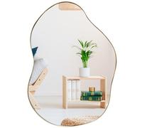 LIFEZEAL Miroir Mural Décoratif, Miroir de Forme Irrégulière avec Cadre en Métal, Miroir Asymétrique à Suspendre pour Salle de Bain, Chambre à Coucher (56 x 78 cm)