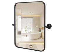 LIFEZEAL Miroir Mural Rectangulaire avec Bras Pivotant, 76,5 x 56 cm | Miroir de Salle de Bain Décoratif Encadré, Suspendu Horizontal ou Vertical pour Entrée, Salon