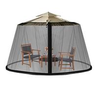 LIFEZEAL Moustiquaire pour Gazebo en Polyester et PVC, Tonnelle de Jardin ø2,5x3 M avec 2 Portes à Fermeture Eclair, Moustiquaire Réglable pour Parasol, Parapluie 2,5-3 M, Patio Parasol (Noir)