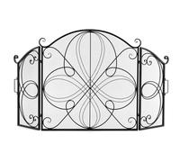 LIFEZEAL Pare-feu Cheminée, 3 Panneaux Pliables, Grille de Protection pour Cheminée ou Poêle en Métal, Pare-Étincelles Barrière de Sécurité, 151 x 83 cm, Noir