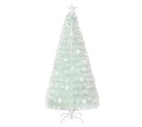 LIFEZEAL Sapin de Noël Artificiel Blanc 120 CM | Arbre LED Étroit en PVC avec Base Métallique Pliable, Décoration pour l'Intérieur & l'Extérieur