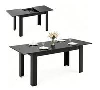 LIFEZEAL Table à Manger Extensible en Bois, 158x70x76 cm pour 4-6 Personnes, Salle à Manger, Cuisine, Pieds en Forme L, Montage Facile, Max 110kg (Noir)