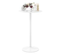 LIFEZEAL Table Bar Haute, Table Basse Ronde, Hauteur Réglable, Restaurant, Mange Debout 60x60x56/101,5cm, Cadre en Acier, Charge 55kg, Bistro, Cuisine, Salon, Balcon (1, Blanc)