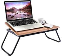 LIFEZEAL Table de Lit en Bois Pliable avec 4 Angles Réglables | Plateau Repas Lit pour Ordinateur Portable, Petit Déjeuner, 62 x 32 x 23 cm, Naturel