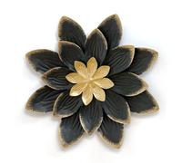 LIFFY Art mural floral en métal noir et doré de 23,4 cm, décoration florale rustique moderne pour intérieur, salon, chambre à coucher, bureau, extérieur, jardin, patio, cour