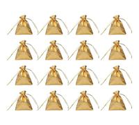 LIFKICH 100pcs Paquet à Bijoux en Tissu Doré pour Rangement et Organisation, Pochette à Cordon Pratique pour Bracelets et Clips à Cheveux, pour Fêtes et Mariages