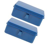 LIFKICH 2 Pièces Boîte à Outils en Fer Boîte Mécanique Bleue Étanche Portable à Compartiments Multiples, pour Voiture, Garage et Réparations en Déplacement