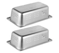 LIFKICH 2 Pièces Plat Perforé en Acier Inoxydable 1/3 Taille Rectangulaire Résistant la Chaleur Compatible Lave-vaisselle Cuisine Commerciale et Buffet Traiteur 32,5x17,6x10 Cm