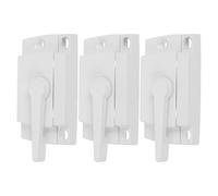 LIFKICH 3 Pièces Verrou Croissant Blanc pour Fenêtre Coulissante Plastique Renforcé avec Fixation à Vis Serrure Carrée à Moyen Côté Gauche Livré avec Support Plat