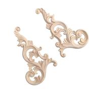 LIFKICH Applique en Bois Sculpté Décorative 2pcs pour Porte Meuble la Cuisine en Bois Beige, Style Classique Délicat pour Décorer Murs, Portes et Armoires