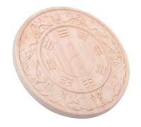 LIFKICH Applique Ronde en Bois Style Chinois Vintage, Médaillon Décoratif | Bois Khaki, Motifs Classiques Finement Sculptés, Pose DIY Simple, Plaque Autonome, pour Murs et Entrées