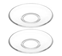 LIFKICH Assiettes à Café en Verre Transparent, Lot de 2, Design Élégant Rond, Faciles à Transporter, Usage Domestique et Événements Réutilisable