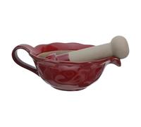 LIFKICH Bol Broyeur D'assaisonnement en Céramique Rouge Design Strié Résistant à L'usure, Polyvalent pour Fruits et Condiments Cuisine et Usage Domestique
