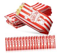 LIFKICH Lot de 100 Sachets à Popcorn en Papier Résistant à L’huile, 9 X 22 Cm, Imprimés Rayures et Lettres, Paquet Alimentaires Individuels pour Cinéma, Fêtes et Snacks Gourmands